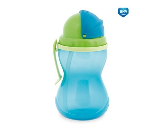 Canpol Babies Športová fľaša so slamkou, modrá 370ml